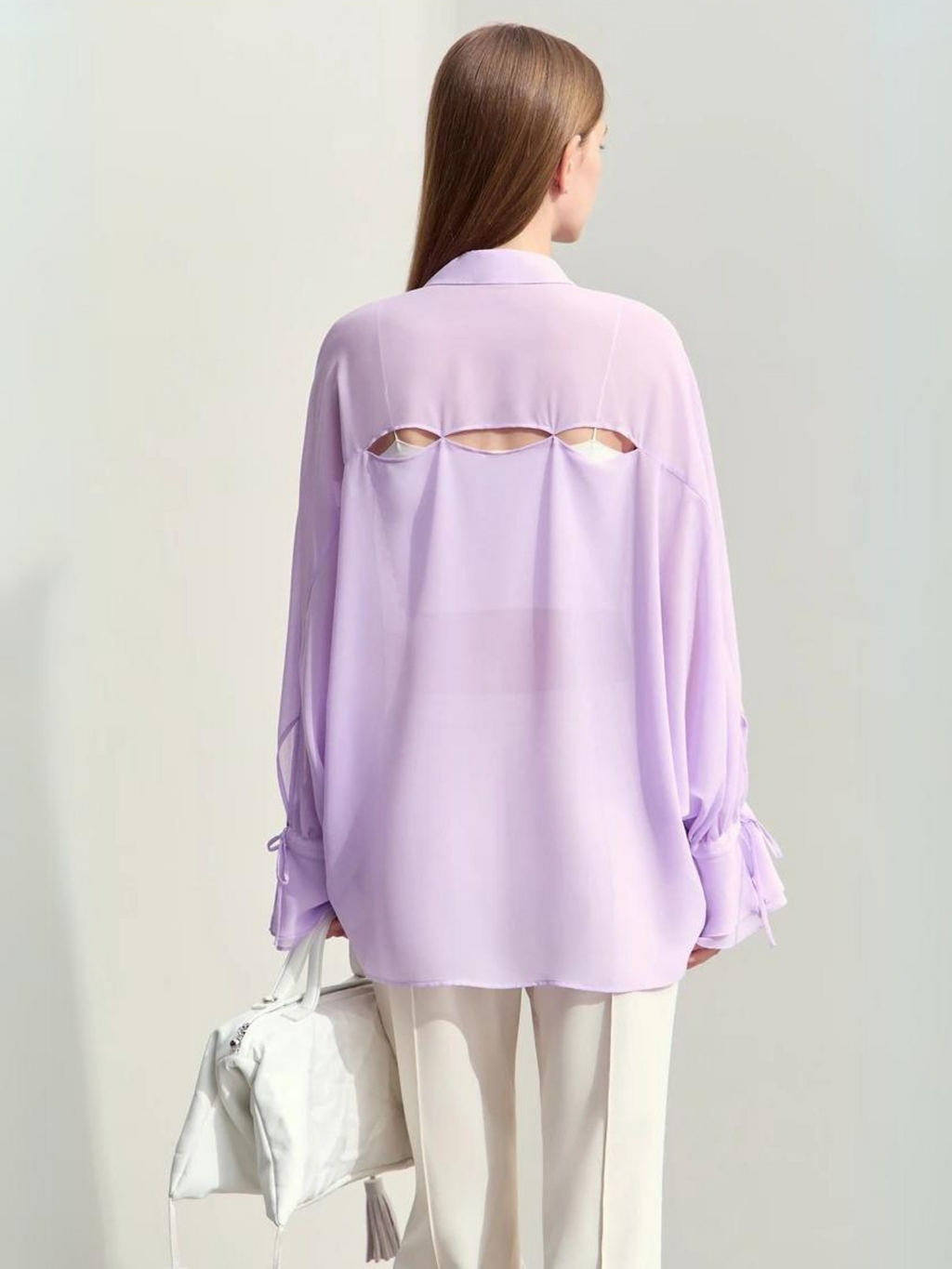 Dame Bluse Chiffonmateriale | Løs Pasform Langærmet Bluse | Rynkede Manchetter Til Arbejde & Hverdagsbrug | Vanero