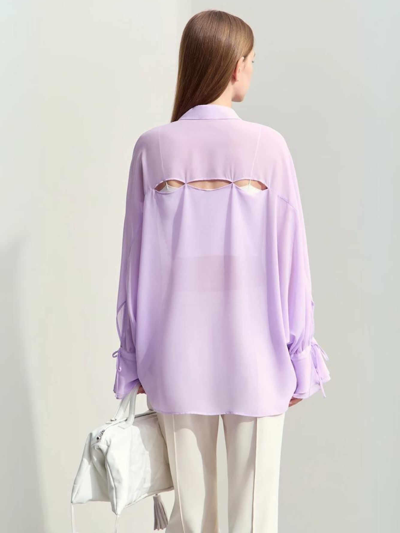 Dame Bluse Chiffonmateriale | Løs Pasform Langærmet Bluse | Rynkede Manchetter Til Arbejde & Hverdagsbrug | Vanero