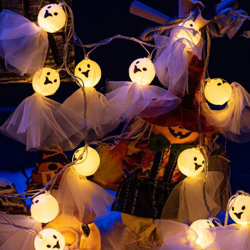 Halloween Lyskæde | Græskar- & Spøgelsesformede Dekorationslys | Til Indendørs & Udendørs Udsmykning | Vanero