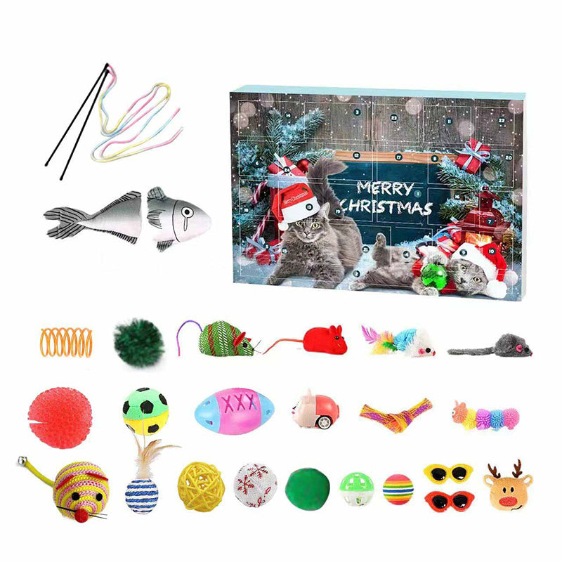 Jule-Nedtællingskalender til Katte | 24-Dages Festlig Legetøjsadvent til Din Kat | Vanero