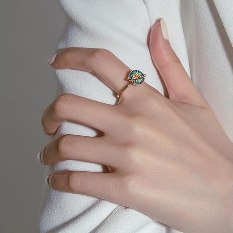 Galaktisk Serenity Legering Konstruktion | Justerbar Snurrende Ring | Roterende Galakseinspireret Design til Hverdagsbrug | Vanero