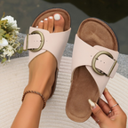 Damesandaler Læder | Justerbar Pasform Sommersandaler | Læderindersål med Gummisål til Hverdagsbrug & Sommer | Vanero