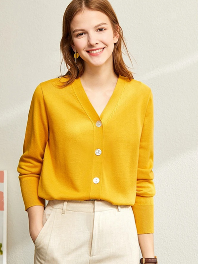 V-hals l strikket cardigan l Vanero