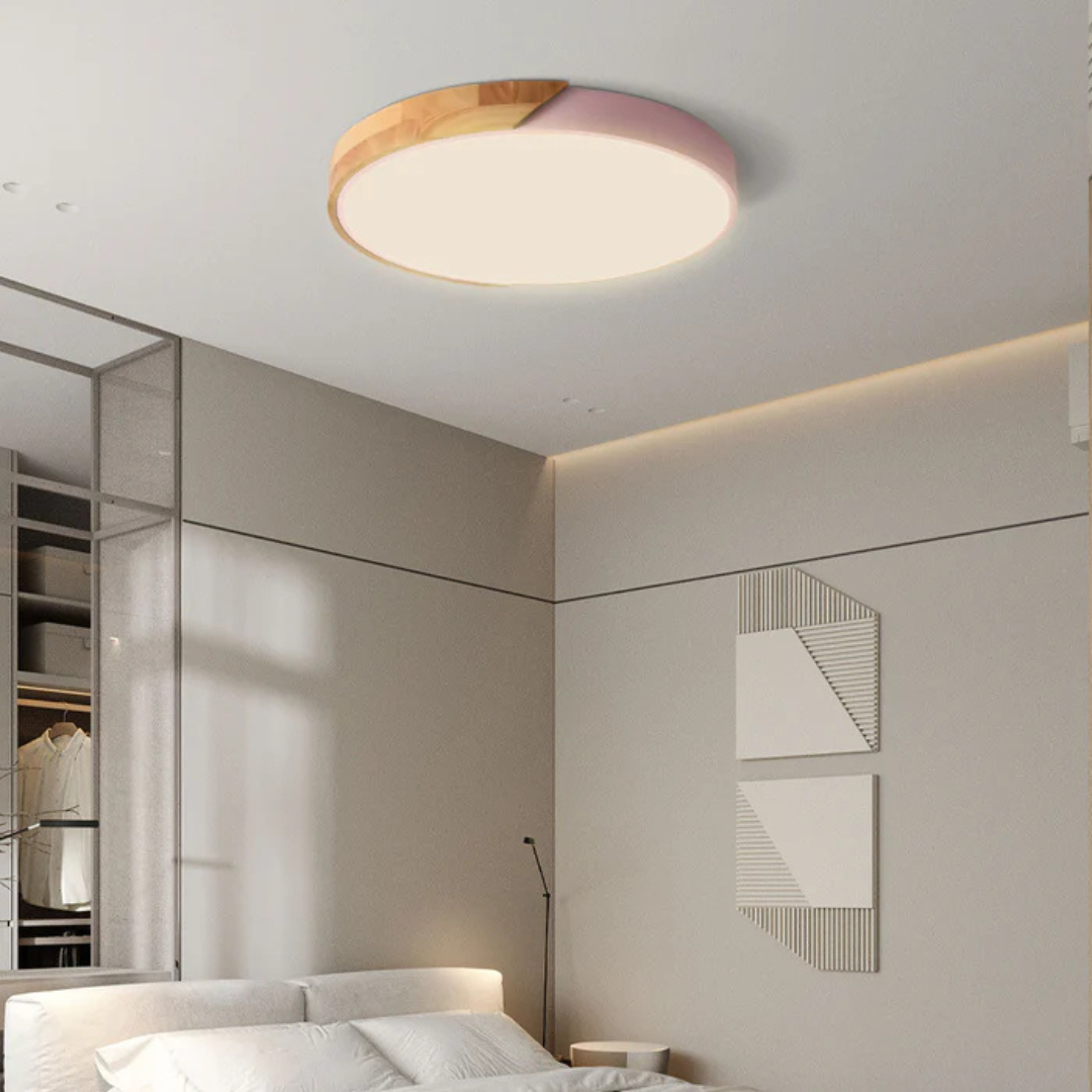 Delos | Scandinavisk Træ LED Plafondlampe med Energieffektiv Belysning | Vanero