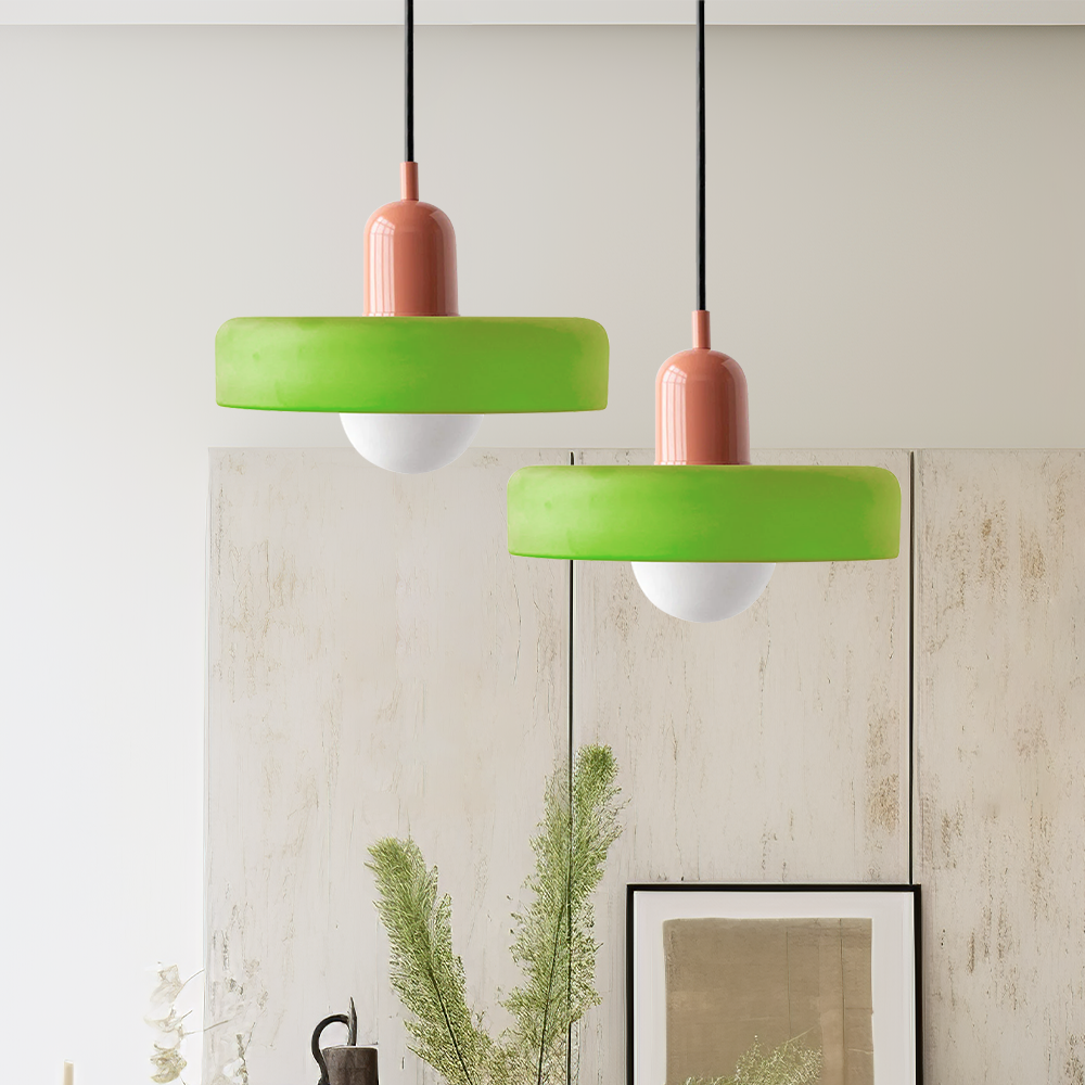 Bauhaus l Pendellampe af Farvet Glas l Vanero
