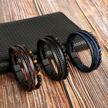 Simon | Læder Armbåndsæt Herre - Stilfuldt & Luksuriøst Design | Vanero