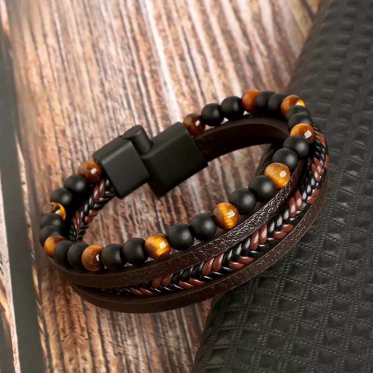 Simon | Læder Armbåndsæt Herre - Stilfuldt & Luksuriøst Design | Vanero