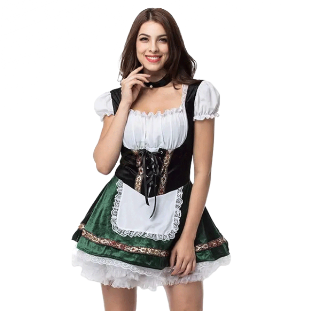 Dame Oktoberfest Dirndlkjole | Festlig mini med snørebånd | Vanero