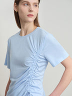Dame V-Hals Bluse Polyesterblanding | Relaxed Fit Langærmet Top | Justerbar Snøring Til Hverdag & Arbejde | Vanero