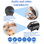 HD Mini WiFi Kamera Med 1080p Optagelse | 160 Graders Vidvinkel Transportabelt Design | Indendørs Overvågning & Fjernvisning | Vanero