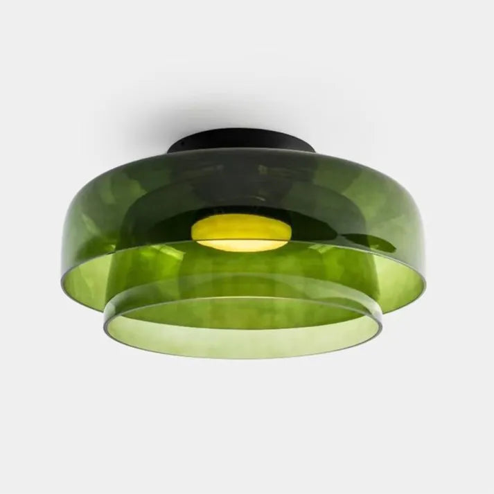 Glas Loftlampe Med Metalkonstruktion | E27 Loftbelysning Til Indendørs Brug | Fås I Ravglas Eller Klart Glas | Vanero