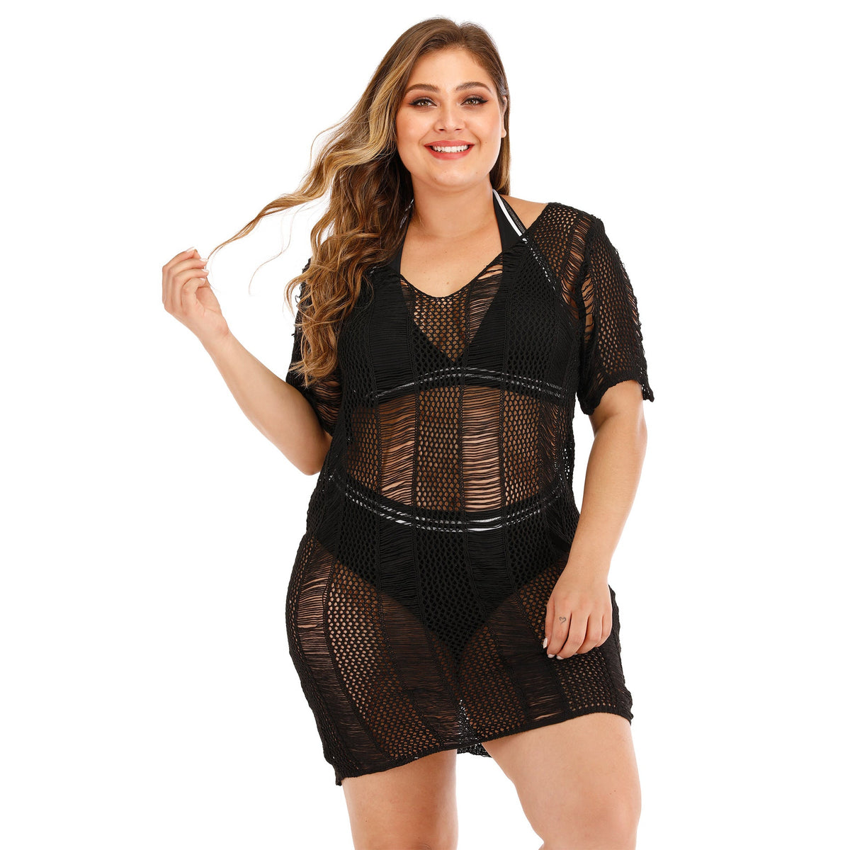 Damebadedragt Polyester Spandex Mesh | Badetøj med Mesh Cover-Up | Ærmeløst Design til Strand- og Poolbrug | Vanero