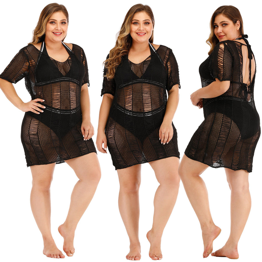 Damebadedragt Polyester Spandex Mesh | Badetøj med Mesh Cover-Up | Ærmeløst Design til Strand- og Poolbrug | Vanero