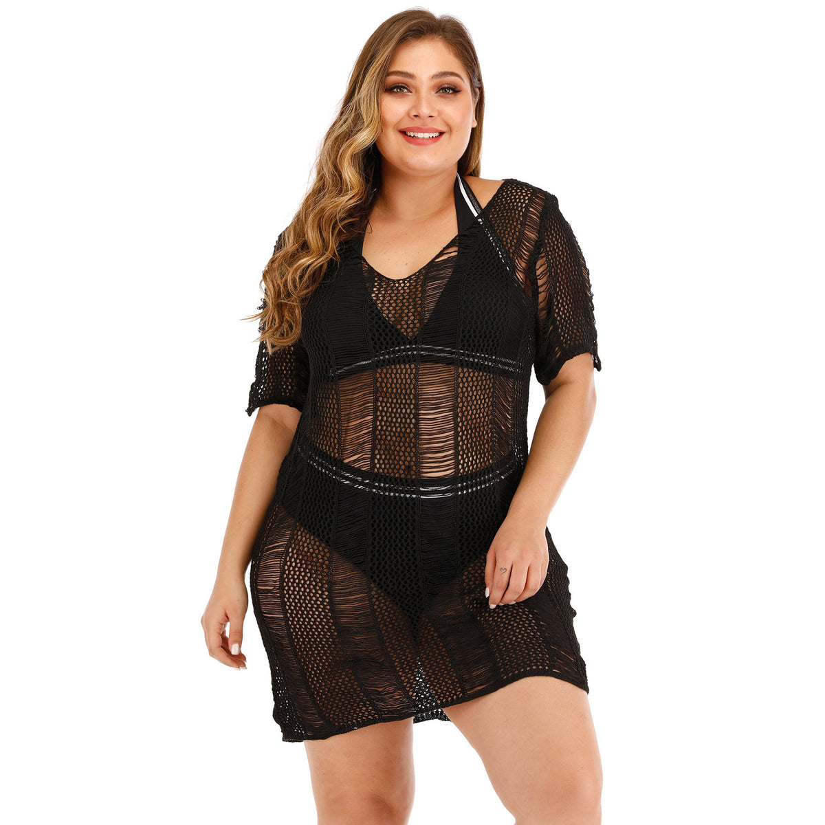 Damebadedragt Polyester Spandex Mesh | Badetøj med Mesh Cover-Up | Ærmeløst Design til Strand- og Poolbrug | Vanero