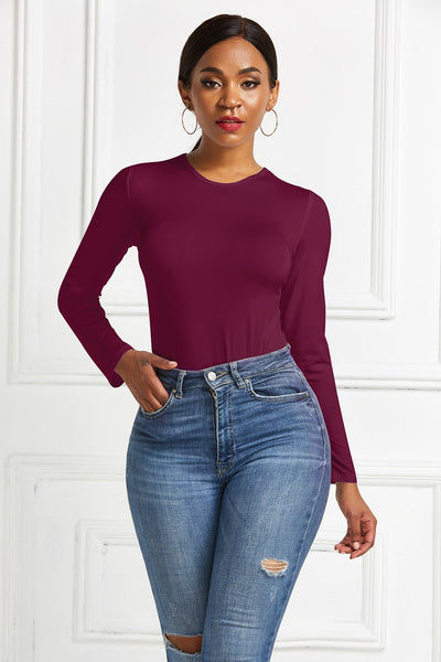 Damer | Langærmet Bodysuit Med Figursyende Snit Og Elegant Rundhalset | Komfortabel & Stilfuld | Vanero