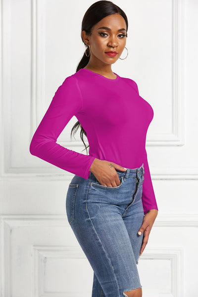 Damer | Langærmet Bodysuit Med Figursyende Snit Og Elegant Rundhalset | Komfortabel & Stilfuld | Vanero