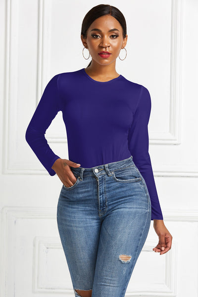Damer | Langærmet Bodysuit Med Figursyende Snit Og Elegant Rundhalset | Komfortabel & Stilfuld | Vanero
