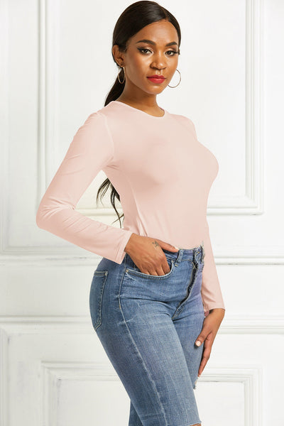 Damer | Langærmet Bodysuit Med Figursyende Snit Og Elegant Rundhalset | Komfortabel & Stilfuld | Vanero