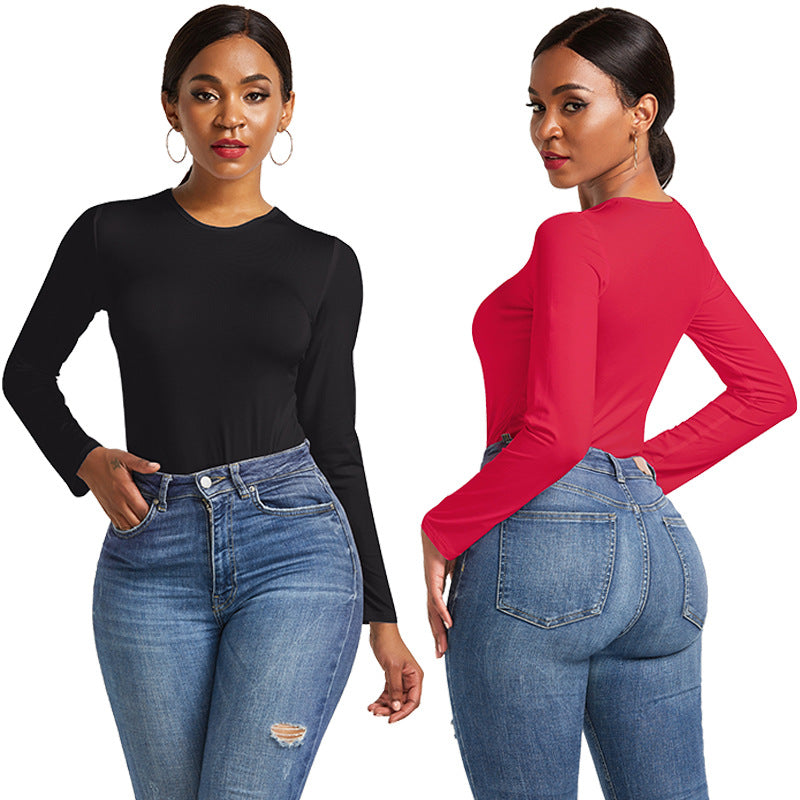 Damer | Langærmet Bodysuit Med Figursyende Snit Og Elegant Rundhalset | Komfortabel & Stilfuld | Vanero