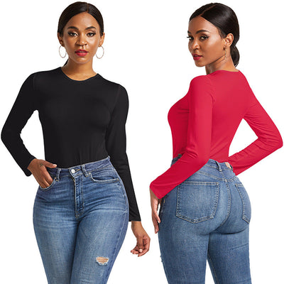 Damer | Langærmet Bodysuit Med Figursyende Snit Og Elegant Rundhalset | Komfortabel & Stilfuld | Vanero