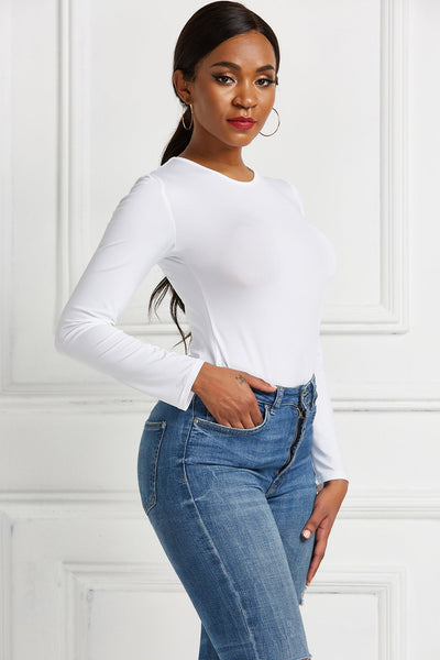 Damer | Langærmet Bodysuit Med Figursyende Snit Og Elegant Rundhalset | Komfortabel & Stilfuld | Vanero