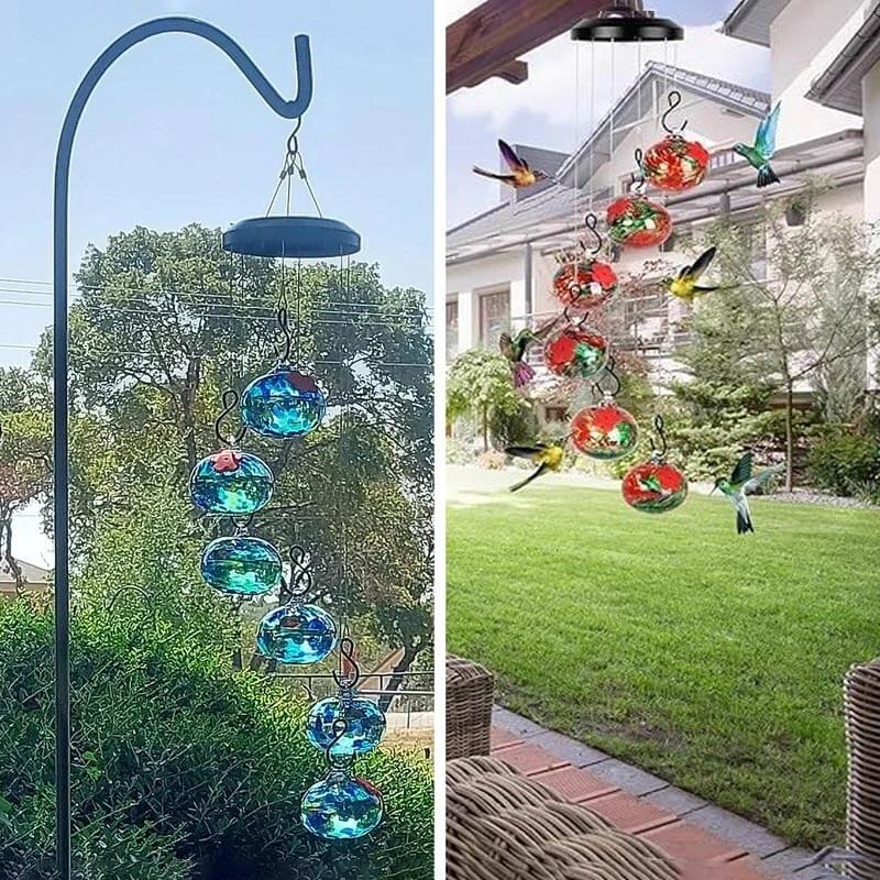 ChimeFeeder | Mundblæst Glas Kolibrifoder med Vindklokke | Vanero