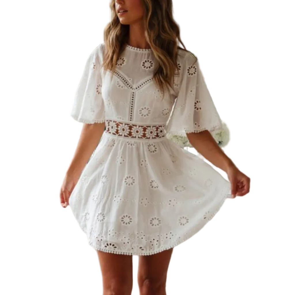 Dame Blondekjole | Polyester Sommerkjole Med Blonder | Hverdagsbrug Og Ferie | Vanero