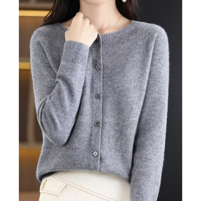 Strikket cardigan | Ren Merinould Damer - O-hals | Vanero
