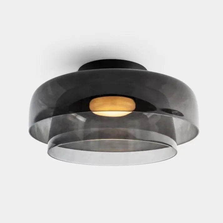 Glas Loftlampe Med Metalkonstruktion | E27 Loftbelysning Til Indendørs Brug | Fås I Ravglas Eller Klart Glas | Vanero