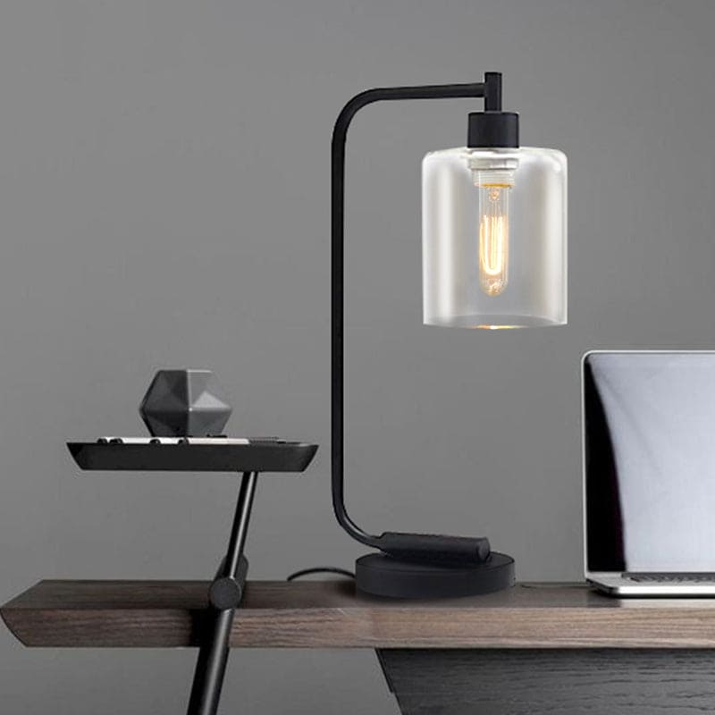 CylindraGlow | Elegant Cylindrisk Bordlampe til Stilfuldt Interiør Sort | Vanero