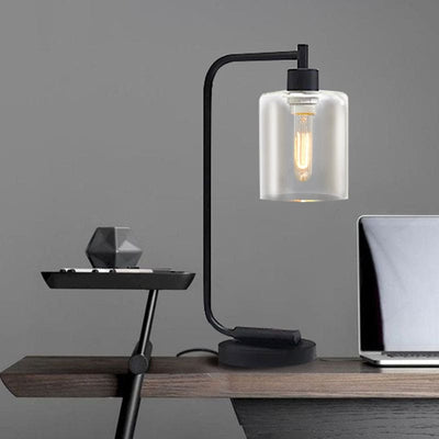 CylindraGlow | Elegant Cylindrisk Bordlampe til Stilfuldt Interiør Sort | Vanero