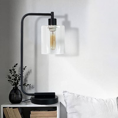 CylindraGlow | Elegant Cylindrisk Bordlampe til Stilfuldt Interiør Sort | Vanero