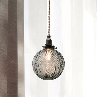 Kolonial Global Pendel Lysarmatur 1 | Hoved Klar/Røg Grå Glas Hængelampe Kit med Fjer Design | Vanero