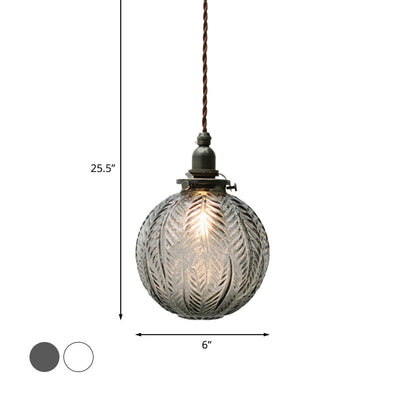 Kolonial Global Pendel Lysarmatur 1 | Hoved Klar/Røg Grå Glas Hængelampe Kit med Fjer Design | Vanero