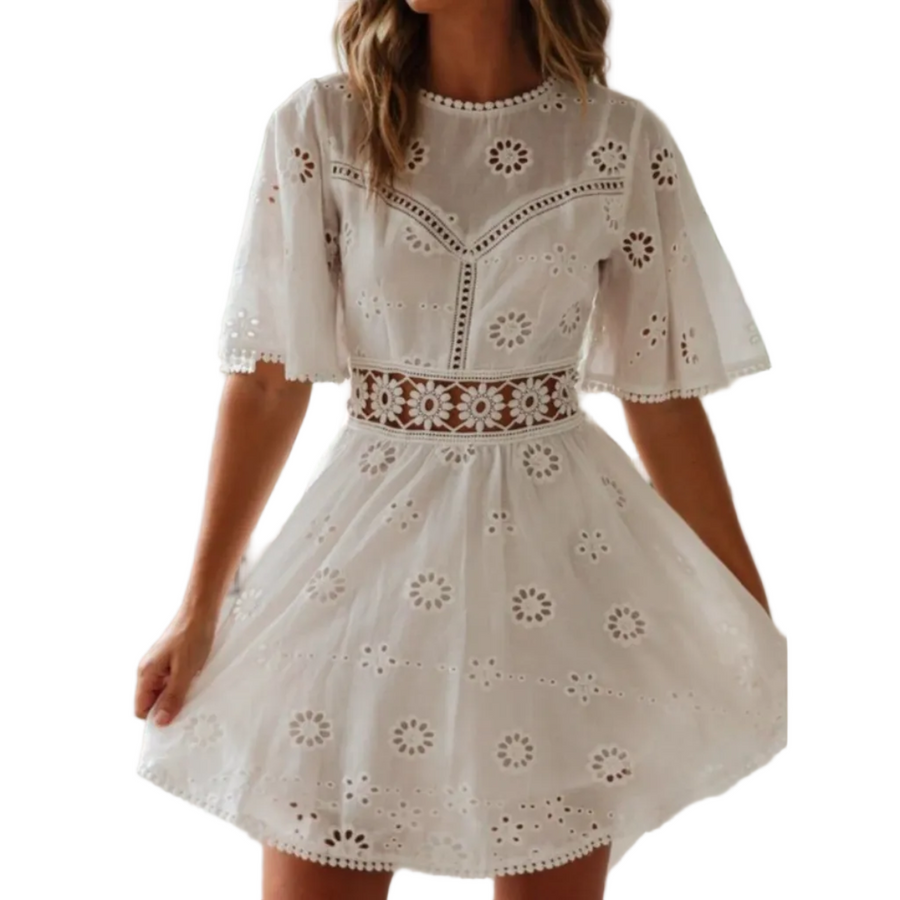 Dame Blondekjole | Polyester Sommerkjole Med Blonder | Hverdagsbrug Og Ferie | Vanero