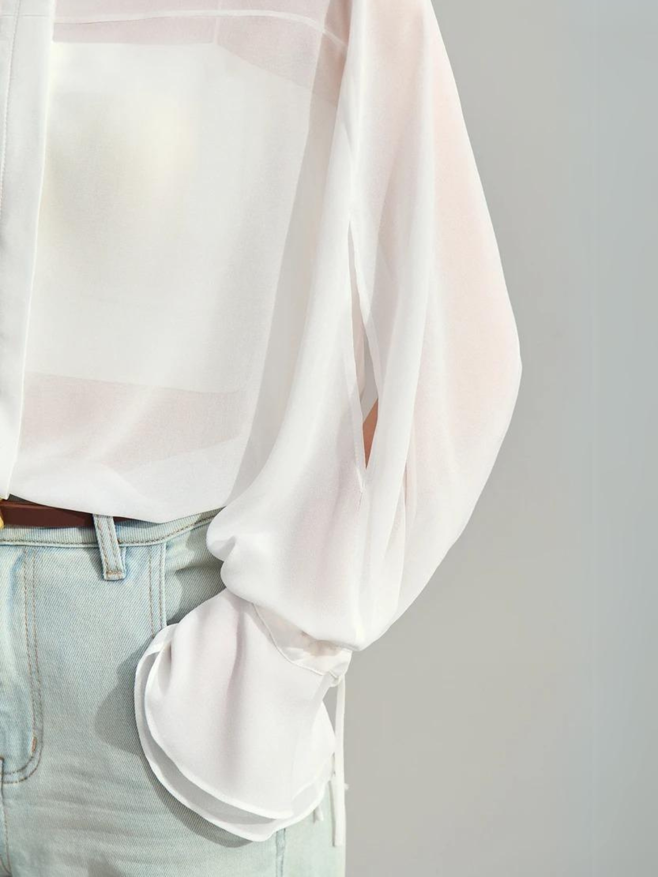 Dame Bluse Chiffonmateriale | Løs Pasform Langærmet Bluse | Rynkede Manchetter Til Arbejde & Hverdagsbrug | Vanero