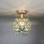 Loftlampe | Blomsterinspireret Glaslampe Med Metalramme | E27 Fatning Til Entré & Opholdsrum | Vanero