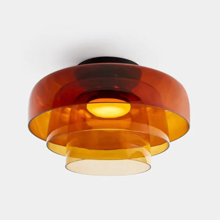 Glas Loftlampe Med Metalkonstruktion | E27 Loftbelysning Til Indendørs Brug | Fås I Ravglas Eller Klart Glas | Vanero