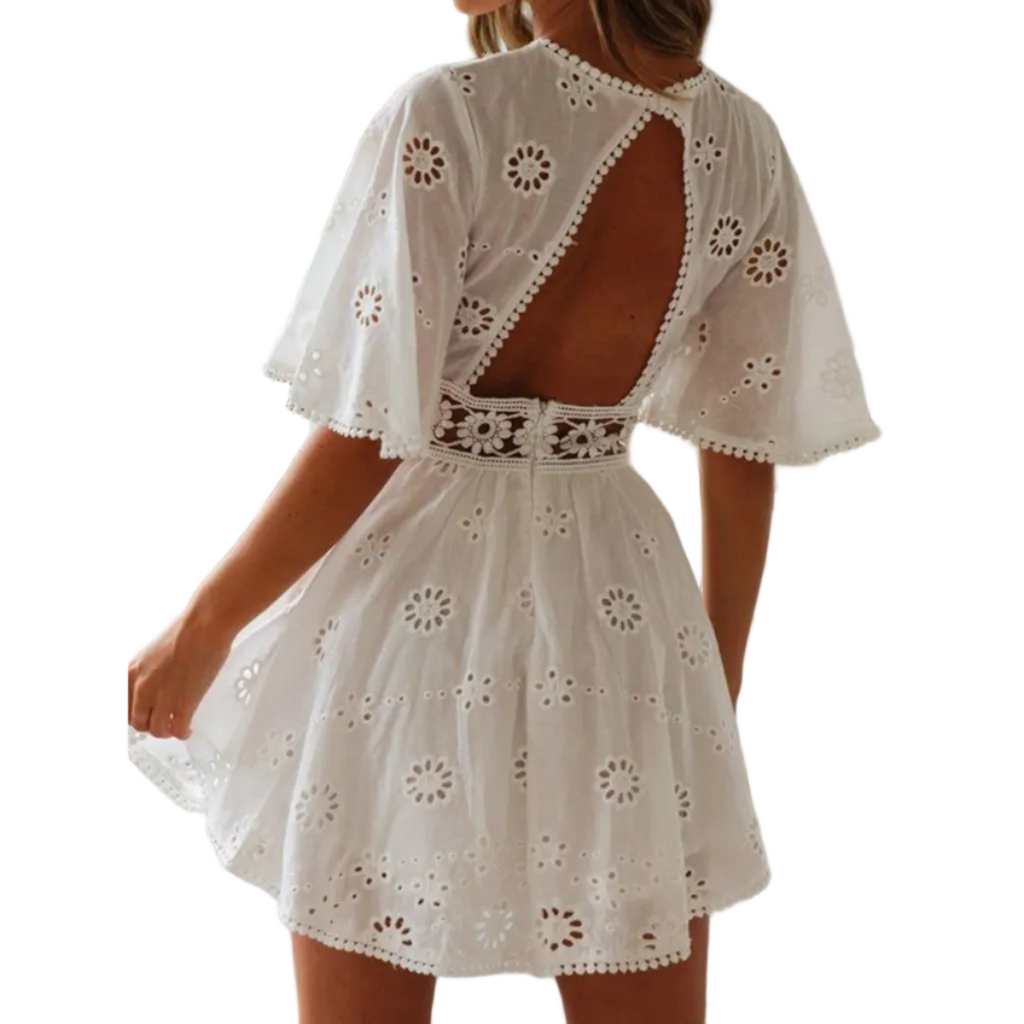 Dame Blondekjole | Polyester Sommerkjole Med Blonder | Hverdagsbrug Og Ferie | Vanero