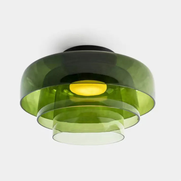 Glas Loftlampe Med Metalkonstruktion | E27 Loftbelysning Til Indendørs Brug | Fås I Ravglas Eller Klart Glas | Vanero