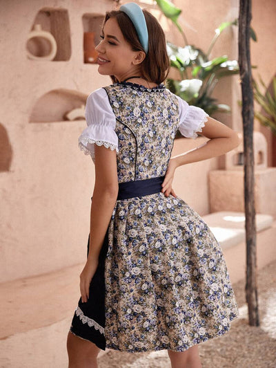 Dame Oktoberfest Dirndlkjole | Midi med blomsterprint | Vanero