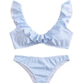 Dame Bikini Polyester | Stribet Bikini | Blå-Hvidt Mønster til Strand- og Poolbrug | Vanero