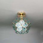 Loftlampe | Blomsterinspireret Glaslampe Med Metalramme | E27 Fatning Til Entré & Opholdsrum | Vanero