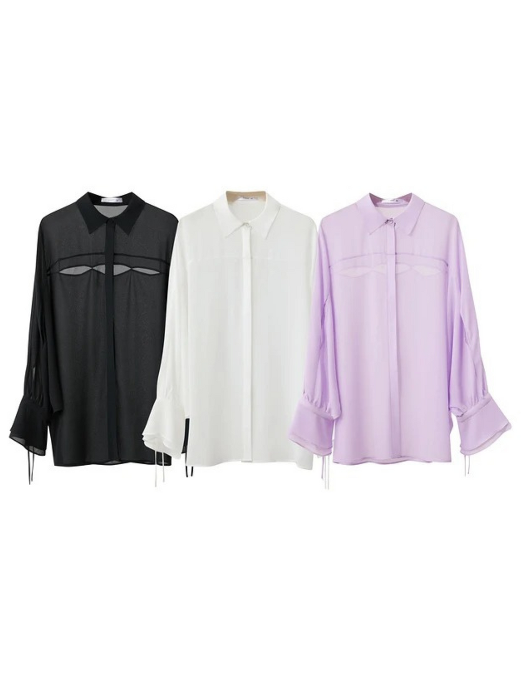 Dame Bluse Chiffonmateriale | Løs Pasform Langærmet Bluse | Rynkede Manchetter Til Arbejde & Hverdagsbrug | Vanero