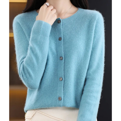 Strikket cardigan | Ren Merinould Damer - O-hals | Vanero