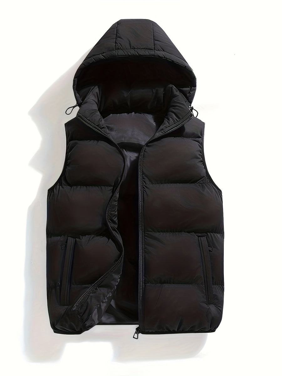 Noah Bomulds- & Polyesterblanding | Regular Fit Hættevest | Ærmeløst Lynlåsdesign til Hverdagsbrug & Lag-På-Lag Styling | Vanero