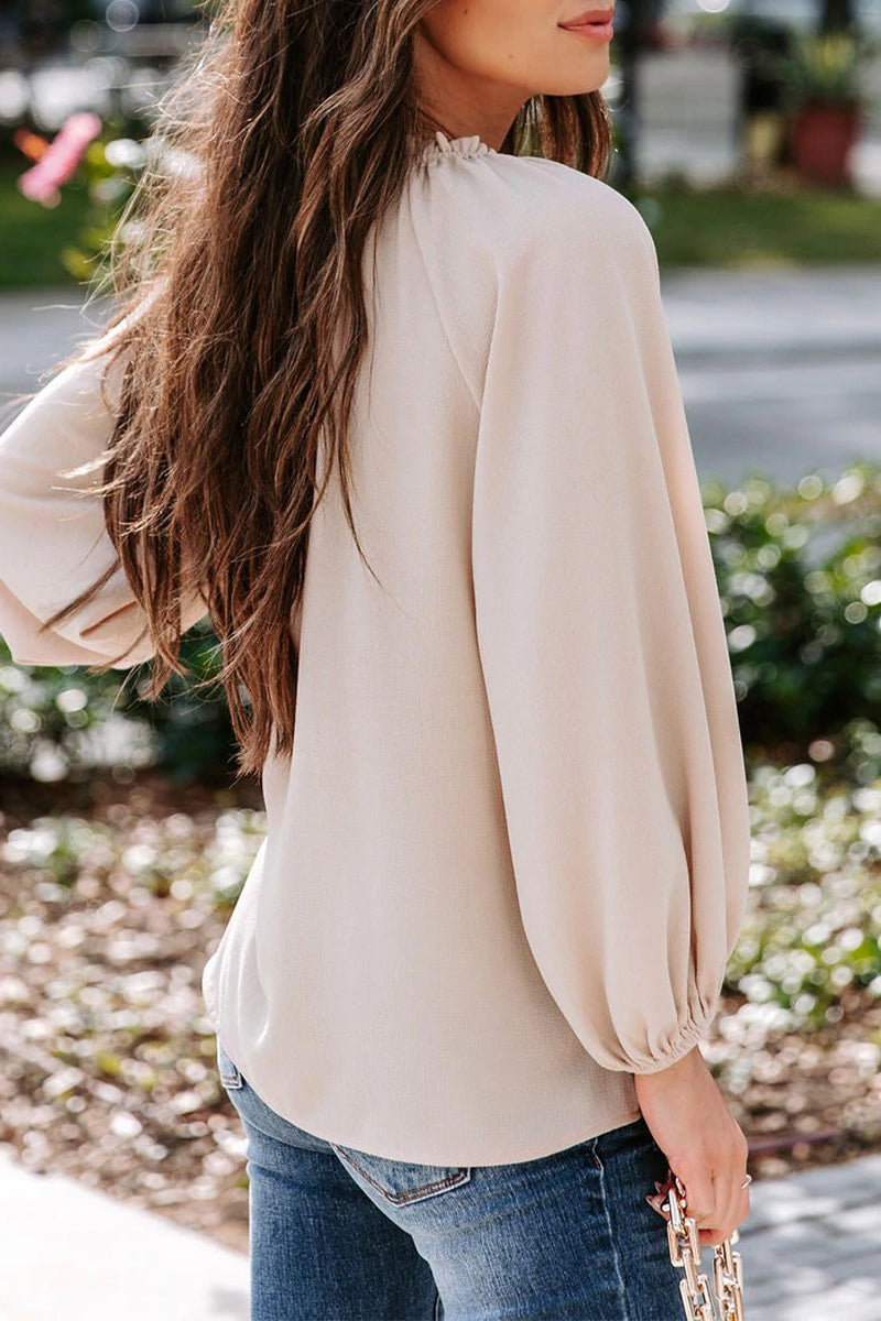 Dame Bluse Polyesterblanding | Almindelig Pasform V-Hals Bluse | Ensfarvet Design Til Arbejde & Hverdagsbrug | Vanero