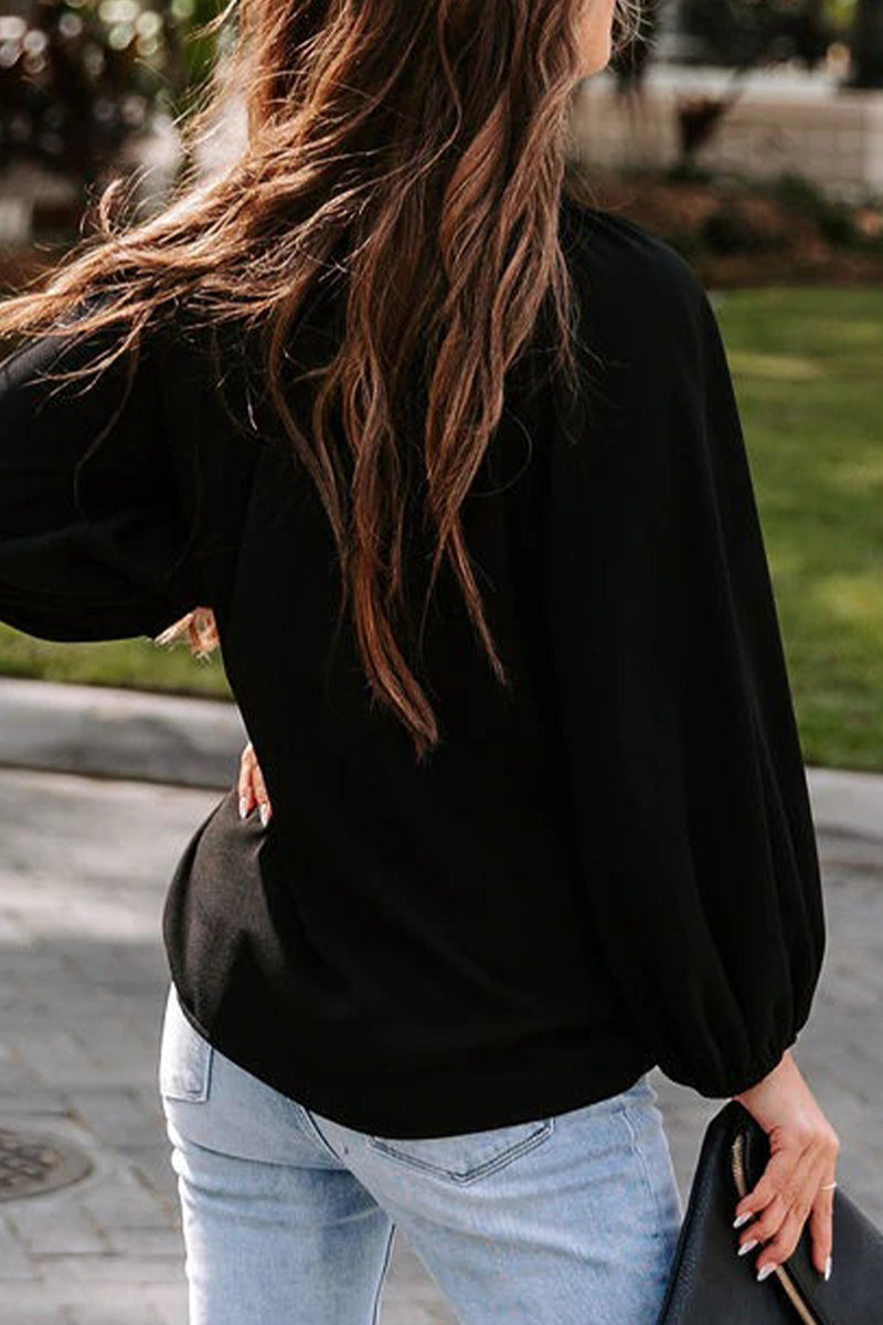 Dame Bluse Polyesterblanding | Almindelig Pasform V-Hals Bluse | Ensfarvet Design Til Arbejde & Hverdagsbrug | Vanero