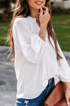 Dame Bluse Polyesterblanding | Almindelig Pasform V-Hals Bluse | Ensfarvet Design Til Arbejde & Hverdagsbrug | Vanero