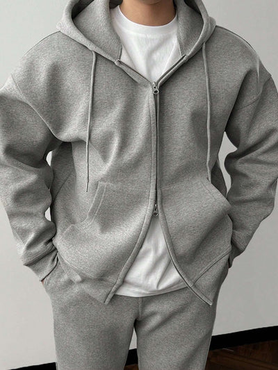 Alexander | Sæt Eksklusivt Herresæt med Ensfarvet Hoodie og Bukser Mørkegrå | Vanero